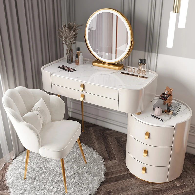 Dressing table glass desk bedroom modern makeup table wooden drawers Storage vanity chair comfortable furniture for bedroom