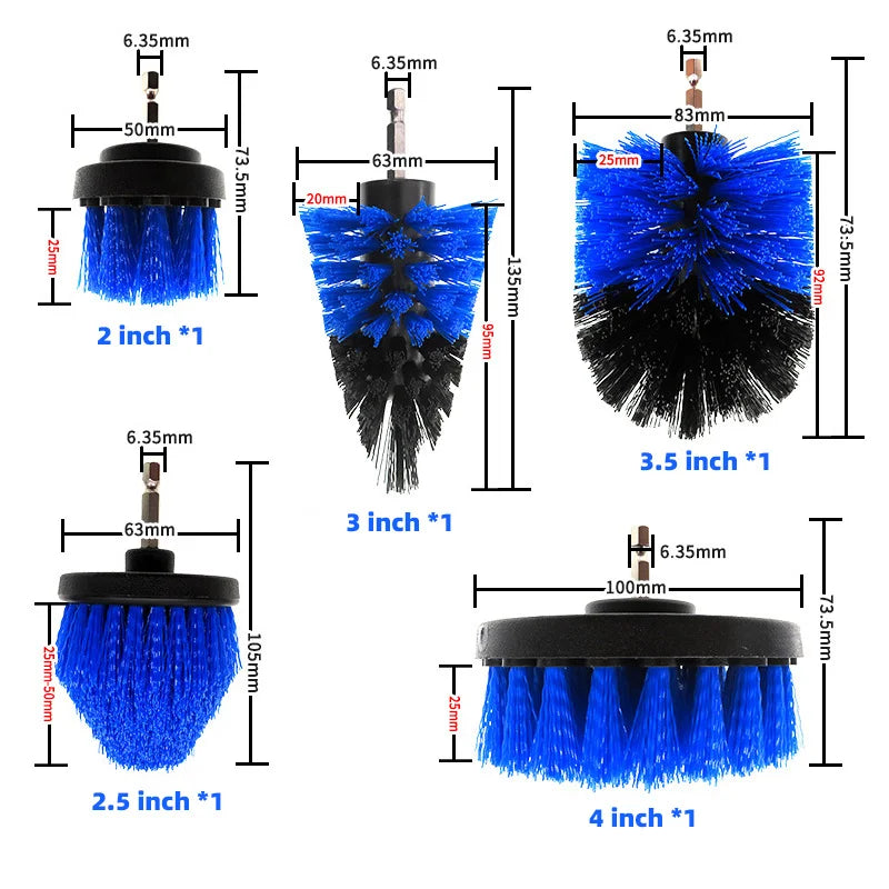 5pcs Multi-Purpose Electric Drill-Brush kit Power Scrubber Brush Car Polisher Kitchen Bathroom Cleaning Kit Toilet Cleaning Tool