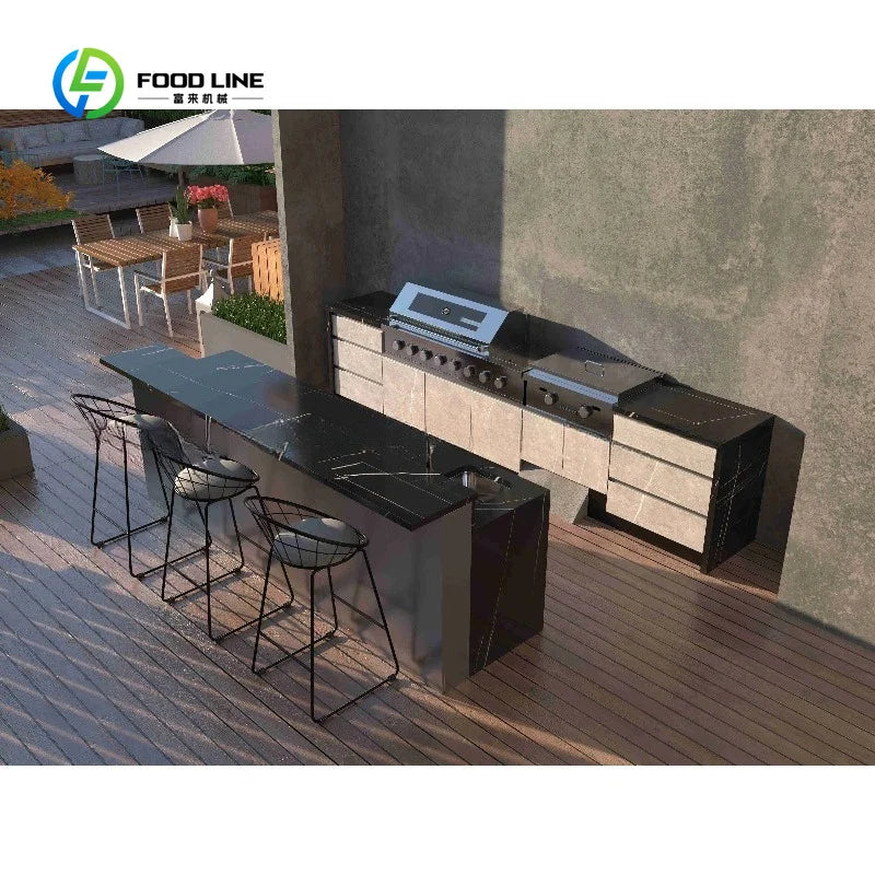 Customized Stainless Steel BBQ Grill Modular Outdoor Kitchen Island Furniture Cabinets Most Popular for Apartment