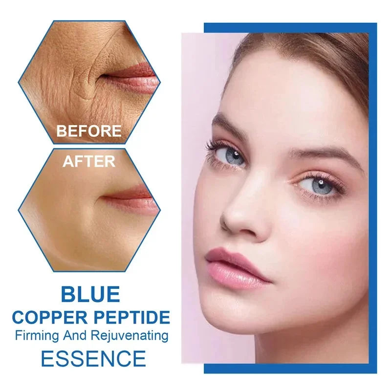 Blue Copper Peptide Wrinkle Serum Firming Lifting Reduce Fine Lines Restore Skin Elasticity Moisturizing Hydrating Brighten 30ml