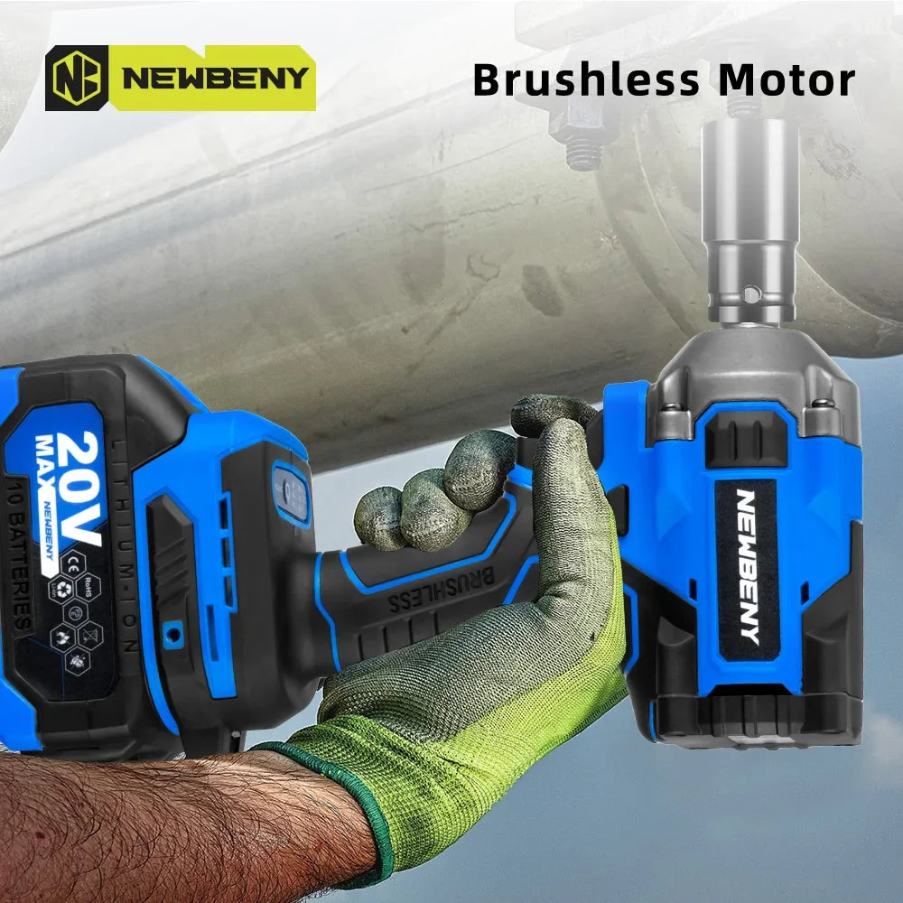 NEWBENY 1000N.m Brushless Electric Wrench 3 Gear Cordless Handheld Impact Wrench Driver Power Tool For Makita 18V Battery Pin