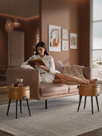 VASAGLE EKHO Collection - Storage Ottoman, Dressing Table Stool, Synthetic Leather with Stitching and steel Legs, Loads 150