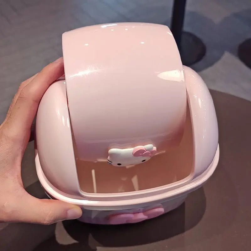 Cute Kt Cartoon Flip Top Desktop Trash Can Cute Mini Storage Bin Office Home Desk Waste Basket Creative Kids Children Gift