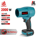 ONEVAN 200M/S 2000W Brushless Turbo Fan Blowers Electric Handheld Jet Fan Snow Leaf Dust Blowing Tool For Makita Battery Pin