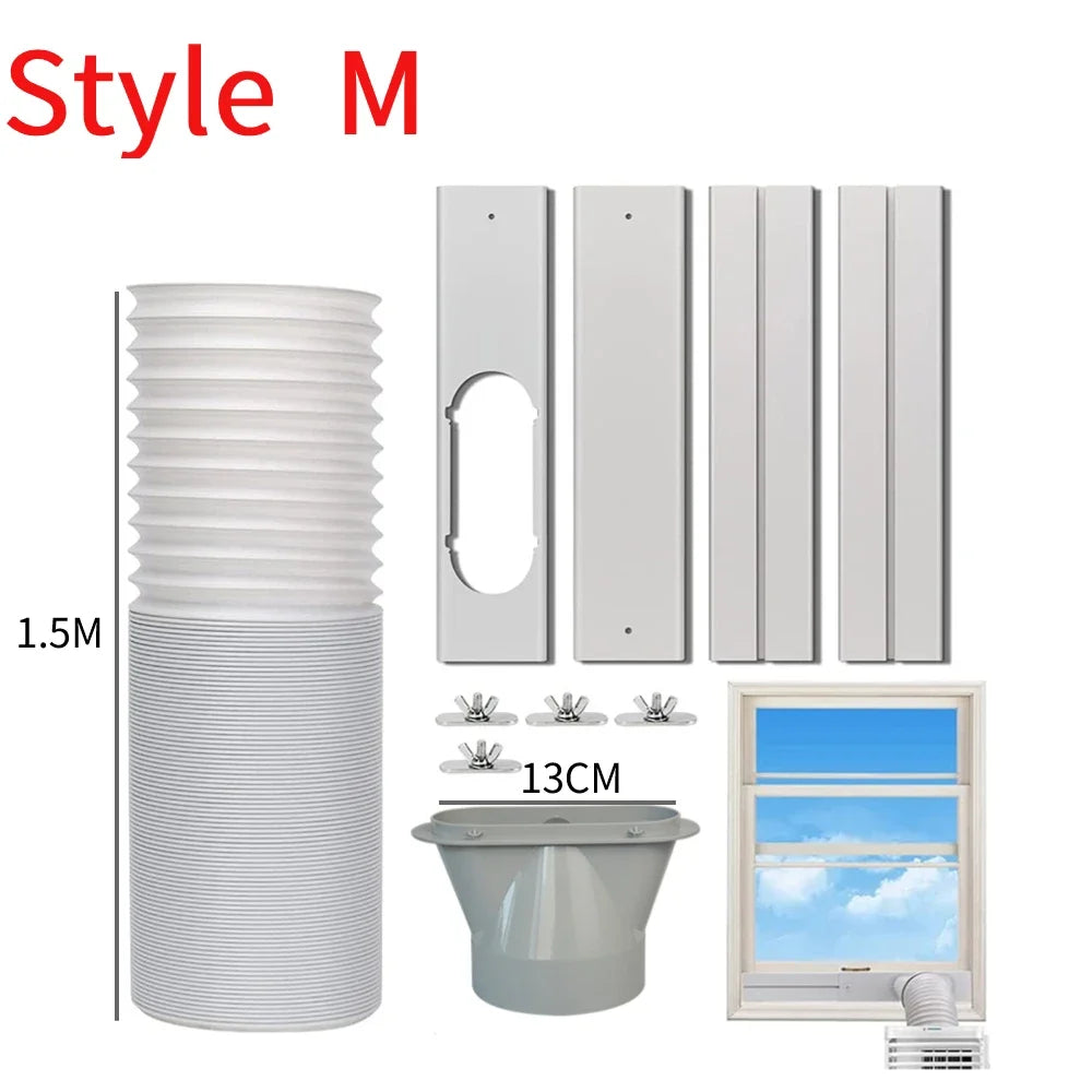 Air Conditioner Exhaust Hose Vent Kit Mobile Air Conditioning Parts Window Kit Slide Plate Tube Connector Wind Shield Adaptor