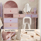 chest dresser integrated end of bed corner storage retractable dressing table bedroom pink dressing table