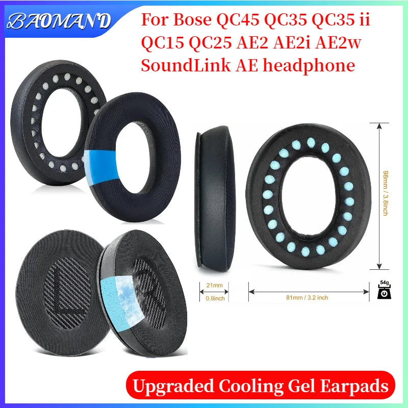 Cooling Gel  memory sponge Ear Pads for Bose QC45 QC35 QC35 ii QC15 QC25 AE2 AE2i AE2w SoundLink AE Headphones Cushions