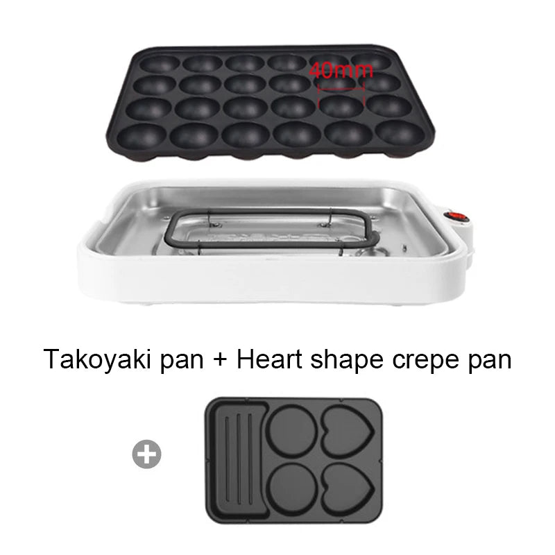 Electric Takoyaki Maker Egg Omelette Cooker Crepe Pancake Fried Steak Frying Pan Chibi Maruko Baking Machine Octopus Balls Grill