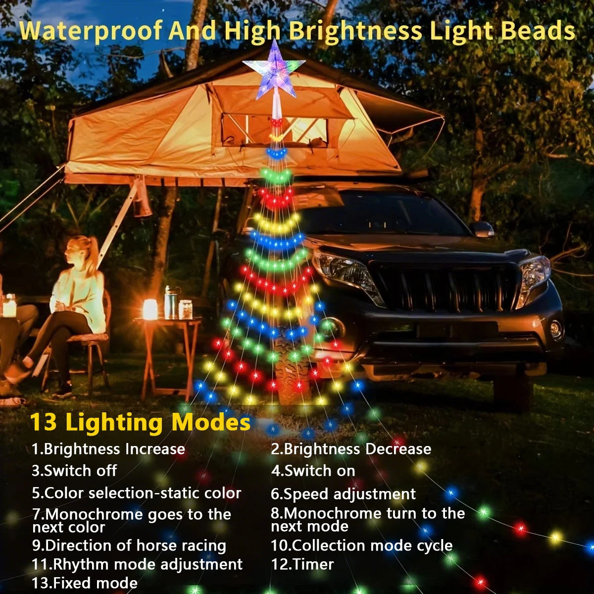 7FT 400LEDs Smart Christmas Tree Lights Fairy LED Lights with Star Topper DIY Color Changing App Remote for Christmas Tree Decor