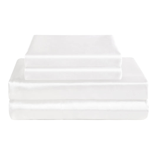 Ntbay 3 Pieces Silky Satin Cooling Soft Bed Sheet Set, Includes Top Sheet, Fitted Sheet with Deep Pocket, Envelope Pillowcase