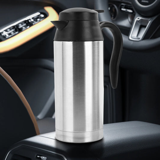 12/24V Car Electric Kettle Stainless Steel 750ml Kettle Pot Heated Boil Dry Protection Heating Travel Cup Kettle Quick Boiling