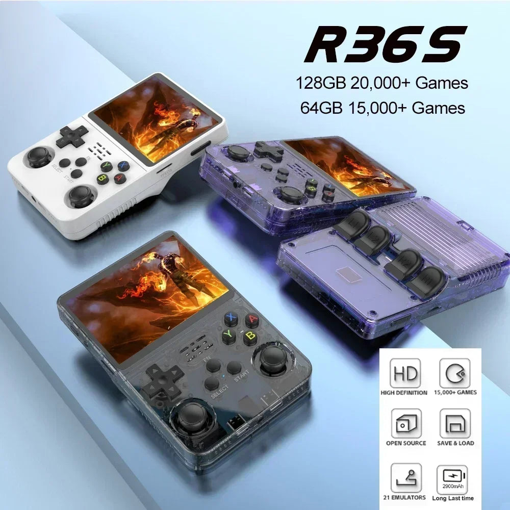 BOYHOM R36S Retro Handheld Game Console - Linux System, 3.5" IPS, 64GB/128GB/256GB | AlluCanFind