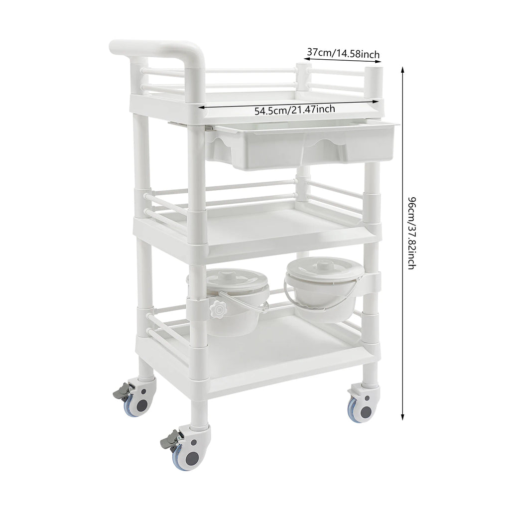 3-Tier Salon Storage Cart Movable Beauty Organizer 176 Lbs Load Utility Cart with Universal Wheels