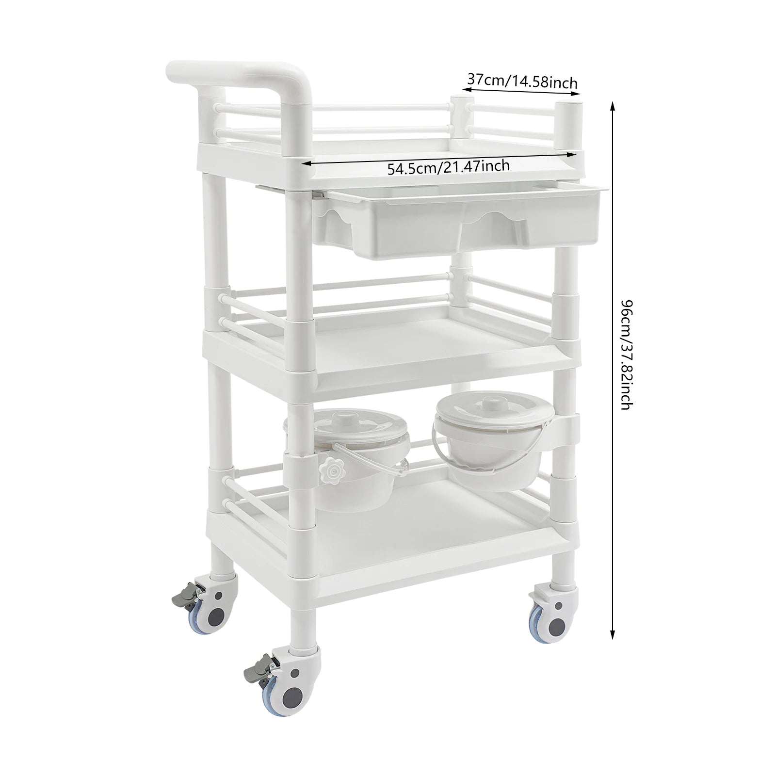 3-Tier Salon Storage Cart Movable Beauty Organizer 176 Lbs Load Utility Cart with Universal Wheels