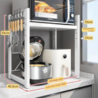 Kitchen Countertop Storage Rack with Sliding Drawer for Microwave Oven Air Fryer Rice Cooker Organization and Storage Use
