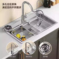 Kitchen Vegetable Basin Large Groove 304 Stainless Steel Countertop Top And Bottom, Household Thick Vegetable Groove