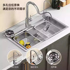 Kitchen Vegetable Basin Large Groove 304 Stainless Steel Countertop Top And Bottom, Household Thick Vegetable Groove