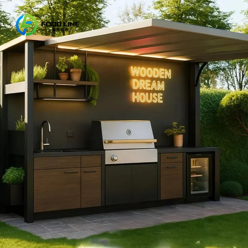 Outdoor Kitchen Patio BBQ Grill Island Stainless Steel Modular Cooking Station Garden Countertop Appliance