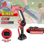 6Inch Electric Chainsaw 20000RPM Rechargeable Portable Pruning Saw Branch Pruner Shears Garden Power Tool for 21V 18V Battery