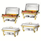 4 Pack 8QT Stainless Steel Chafing Dish Buffet Set with Fuel Holders for Catering & Parties