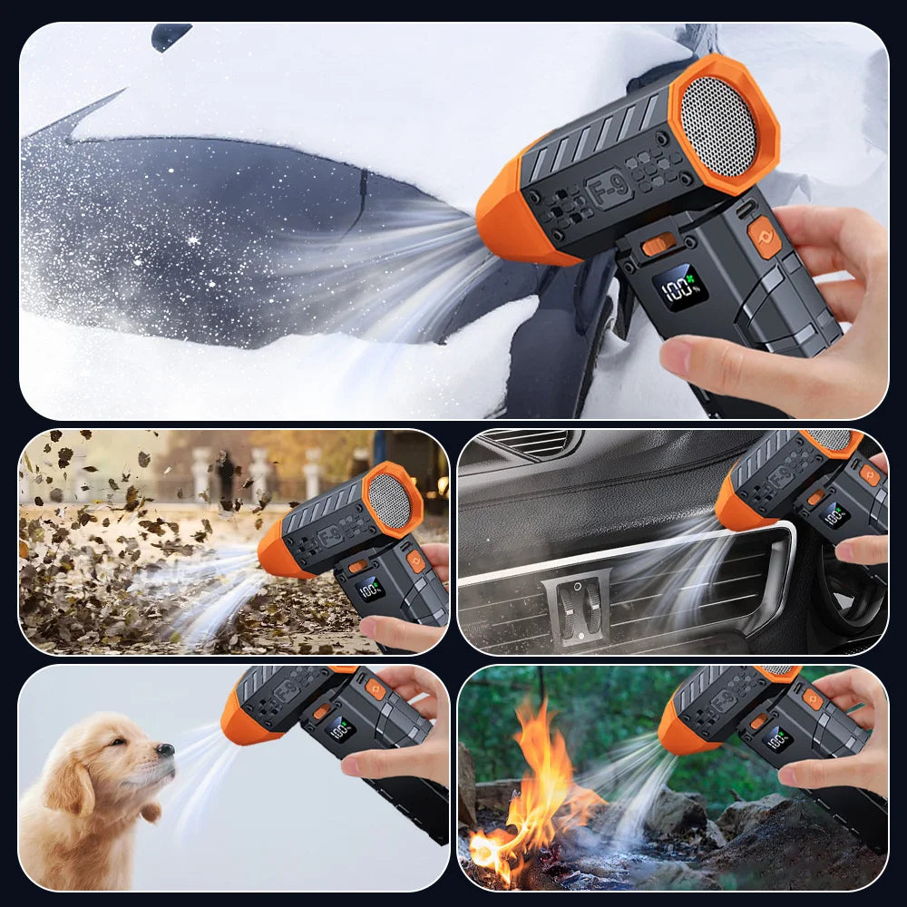 Electric Air Duster Turbo Jet Fan 80000RPM Mini Blower 100 Gear Stepless Adjustable Wind Speed Portable Digital for Car, Home