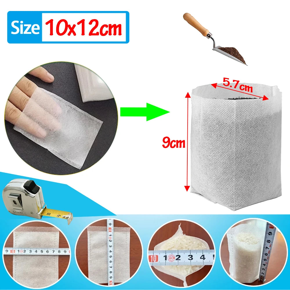 100-200Pcs Nursery Bags Plant Grow Bags Biodegradable Non-woven Fabric Seeds To Sow Flower Pot For Home Garden Accessories Tools
