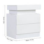 Bedroom LED Nightstand Bedside Table Large Capacity RGB Light Storage Nightstand Cabinet with 2 Drawers for Bedroom Nightstand