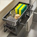 1Pc  Kitchen Storage Rack, Dishcloth Holder, Draining Rack, Faucet Sink Sponge and Steel Wool Organizer