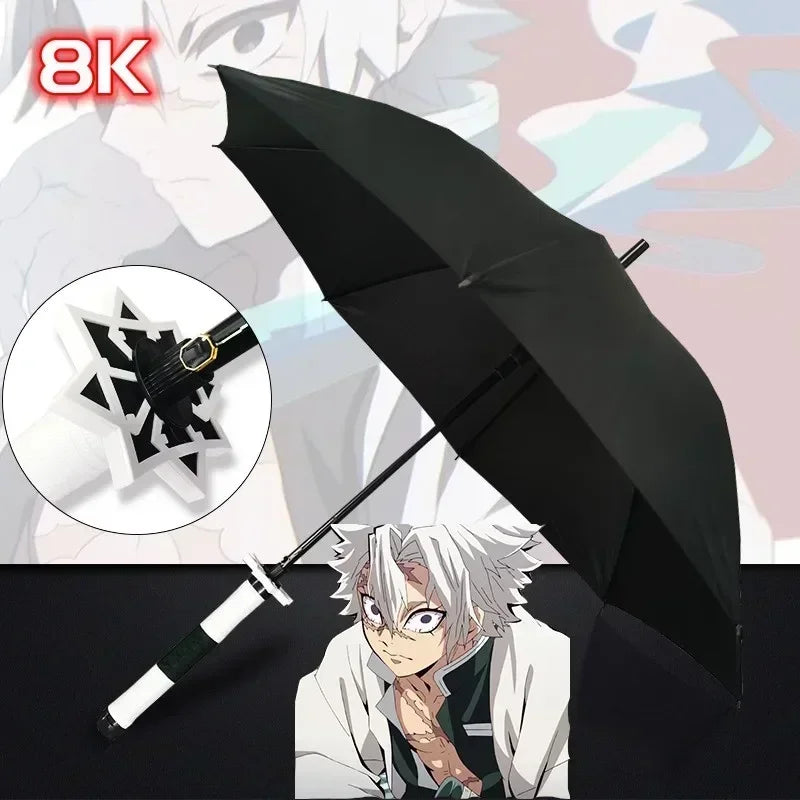 Demon Slayer Katana Anime Umbrella Ninja Long Parasol Kimetsu No Yaiba Tanjirou Cosplayer Samurai Sword Katana Handle Umbrellas