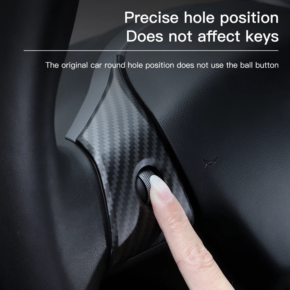 YZ For Tesla Model 3 Y 2021-2023 Car Steering Wheel Frame ABS Carbon Fiber Steering Wheel Decor Cover Stickers Interior