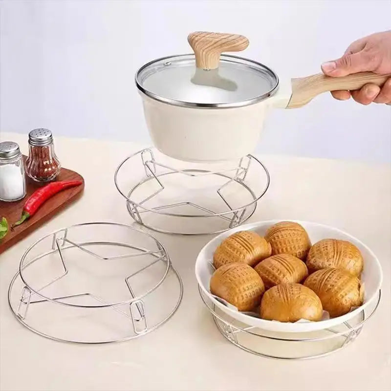 Stainless Steel Pot Rack Kitchen Anti-scalding Heat-insulating Pot Mat Steamer Rack Cookware Storage Rack Accessories Gift