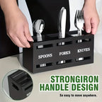 Wooden Silverware Utensil Holder with 3 Compartments, Kitchen Countertop Cutlery Organizer, Each Kitchen Chopstick and Spoon Org