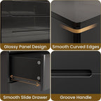 10 Drawer Dresser, Black Dresser for Bedroom, High Gloss Modern Dresser & Chest of Drawers, 55" Long Dresser TV Stand, Large