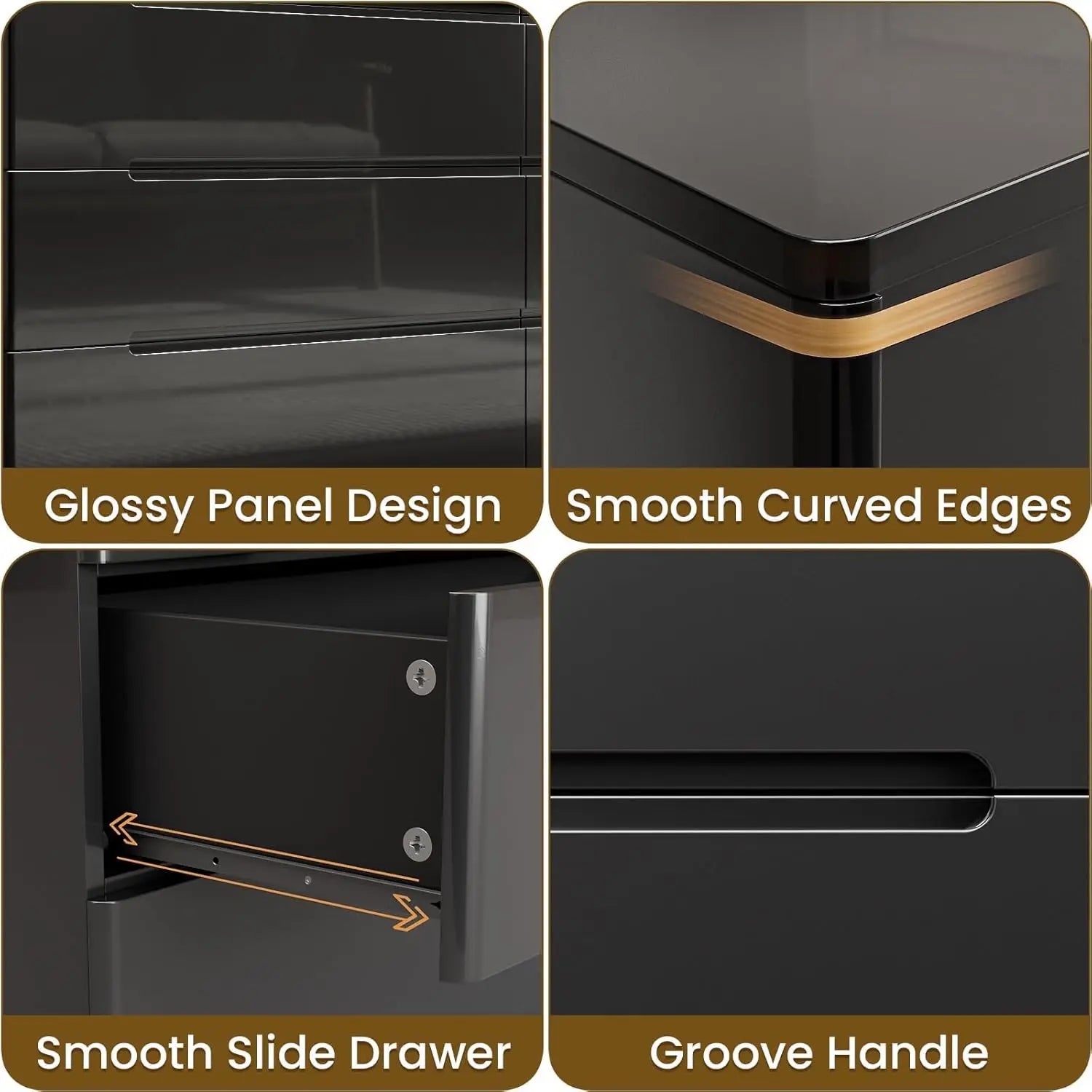 10 Drawer Dresser, Black Dresser for Bedroom, High Gloss Modern Dresser & Chest of Drawers, 55" Long Dresser TV Stand, Large