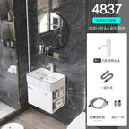Minimalist Mini Bathroom Cabinet with Side Storage Ceramic Integrated Basin Bathroom Vanity Cabinet with Sink Bathroom Furniture