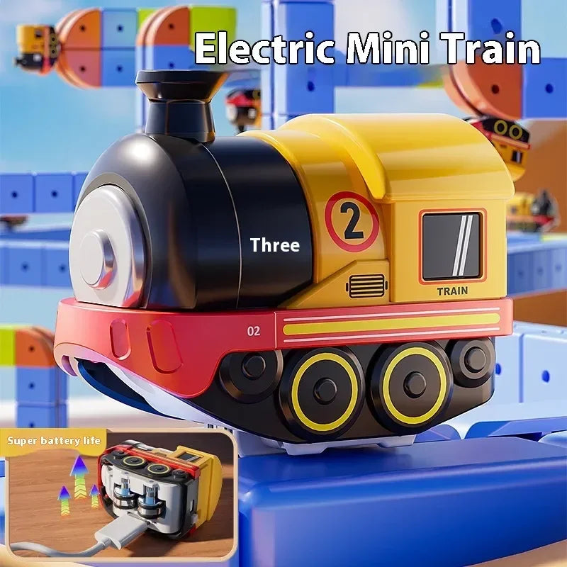 Children'S Versatile Magnetic Attraction Magnetic Block Track Electric Small Train Magnetic Car Car Railtrack Set Toy Kids Gifts