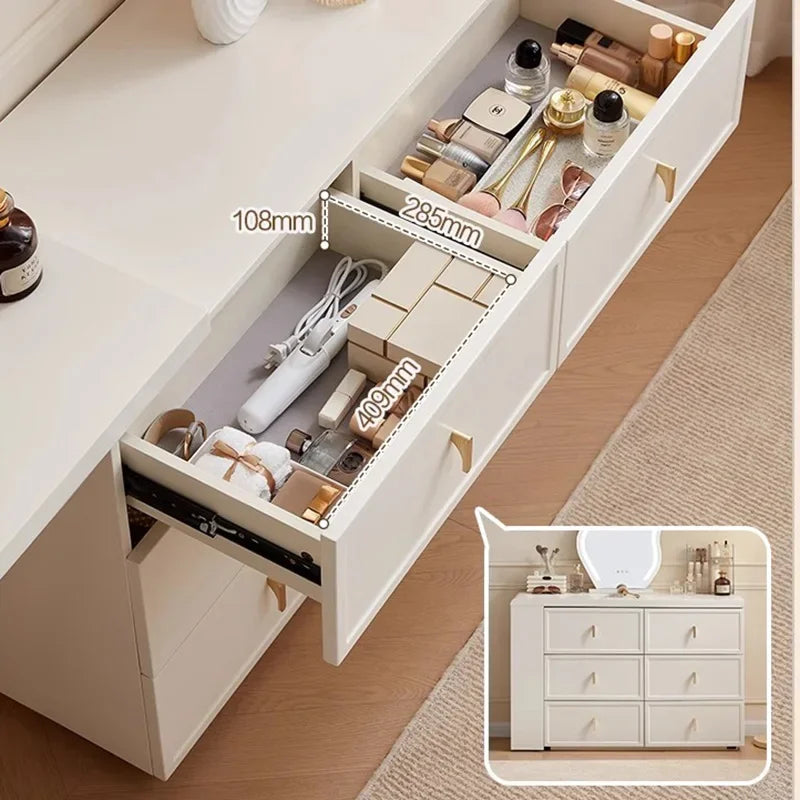 White Chest Drawers Makeup Vanities Unit Beauty Dressers Bedroom Table Desk Mirror Sink Hotel Bathroom Hairstyle Salon Furniture