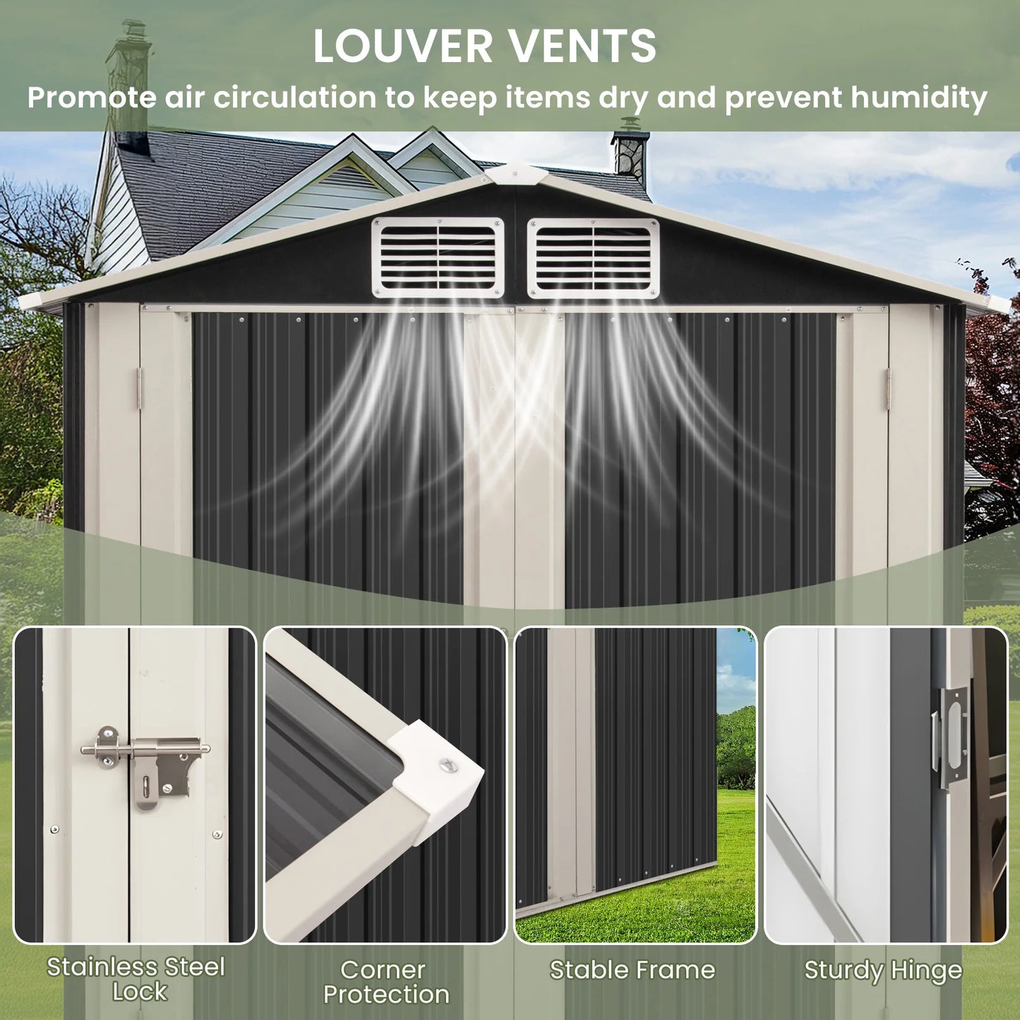 6x4 FT Outdoor Storage Shed, Metal Garden Shed with Lockable Door, Anti-Corrosion Tool Shed with Sloping Roof, for Backyard Pati