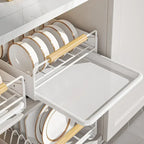 ZEXEF Kitchen Pull-Out Bowl and Dish Rack Cabinet Storage Rack Household Tableware Bowl and Dish Partition Drawer Storage