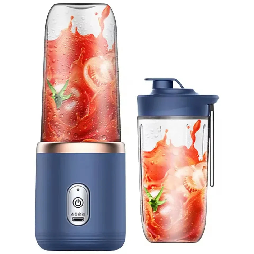 Portable Small Electric Juicer Blue/Pink Stainless Steel Blade Cup Juicer Fruit Automatic Smoothie Blender Kitchen Tool