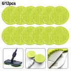 6/12Pcs Mop Cloth Round Wrapping Green Mopping Cloth 16cm For Cordless Electric Mop Rotary Mop Sweeper Replacement Cloth
