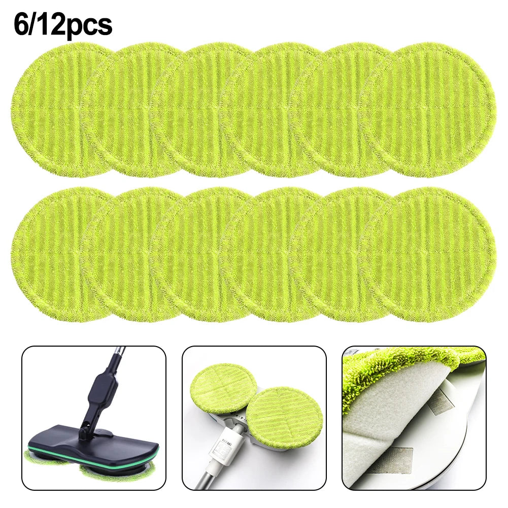 6/12Pcs Mop Cloth Round Wrapping Green Mopping Cloth 16cm For Cordless Electric Mop Rotary Mop Sweeper Replacement Cloth