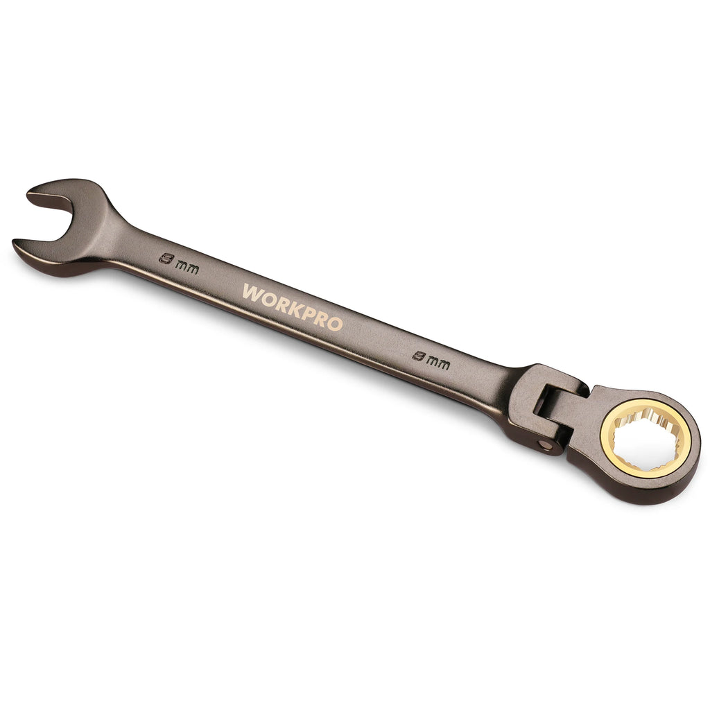 WORKPRO 8pcs Flex-Head Ratcheting Combination Wrench Set SAE 5/16-3/4