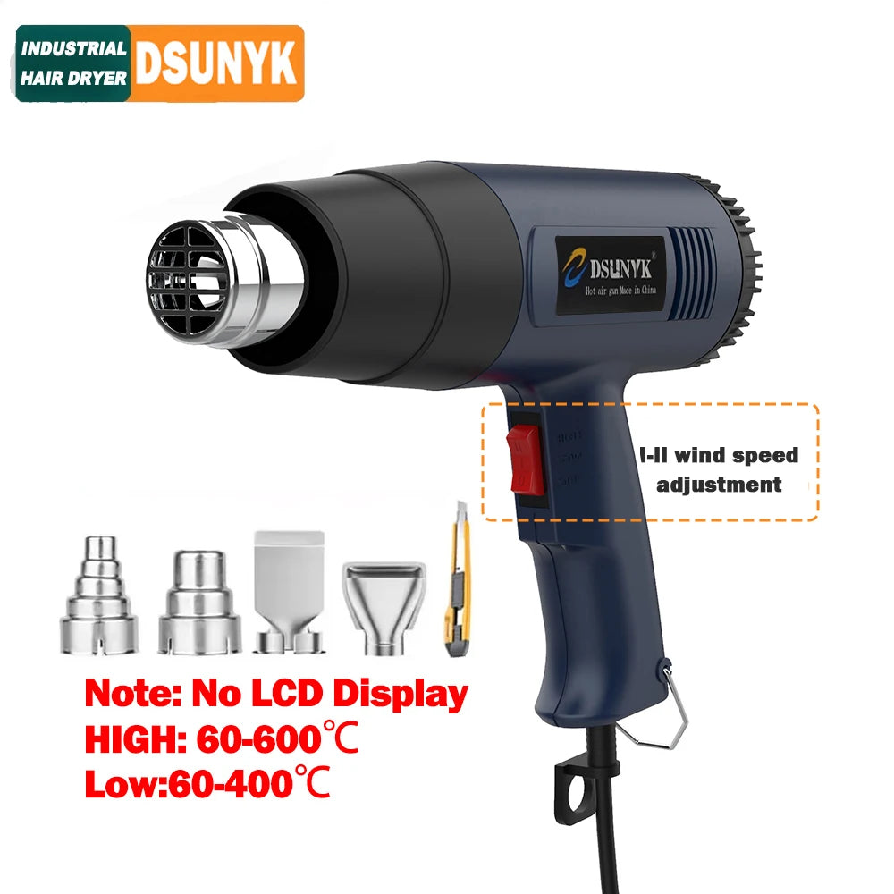 Construction Hair Dryer With Lcd 2000W Shrink Display Heat Gun 110v 220V Thermal Gun Powerful Thermal Blower Mini Hot Air Gun