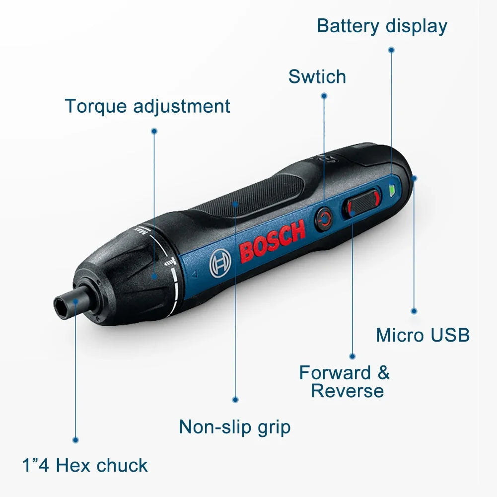 BOSCH GO2 Cordless Compact Smart Screwdriver Mini Press Type Screwdriver Rechargeable Set 3.6V Multifunctional Hand Drill