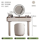 ls 42Italian minimalist solid wood saddle leather retractable dresser makeup table