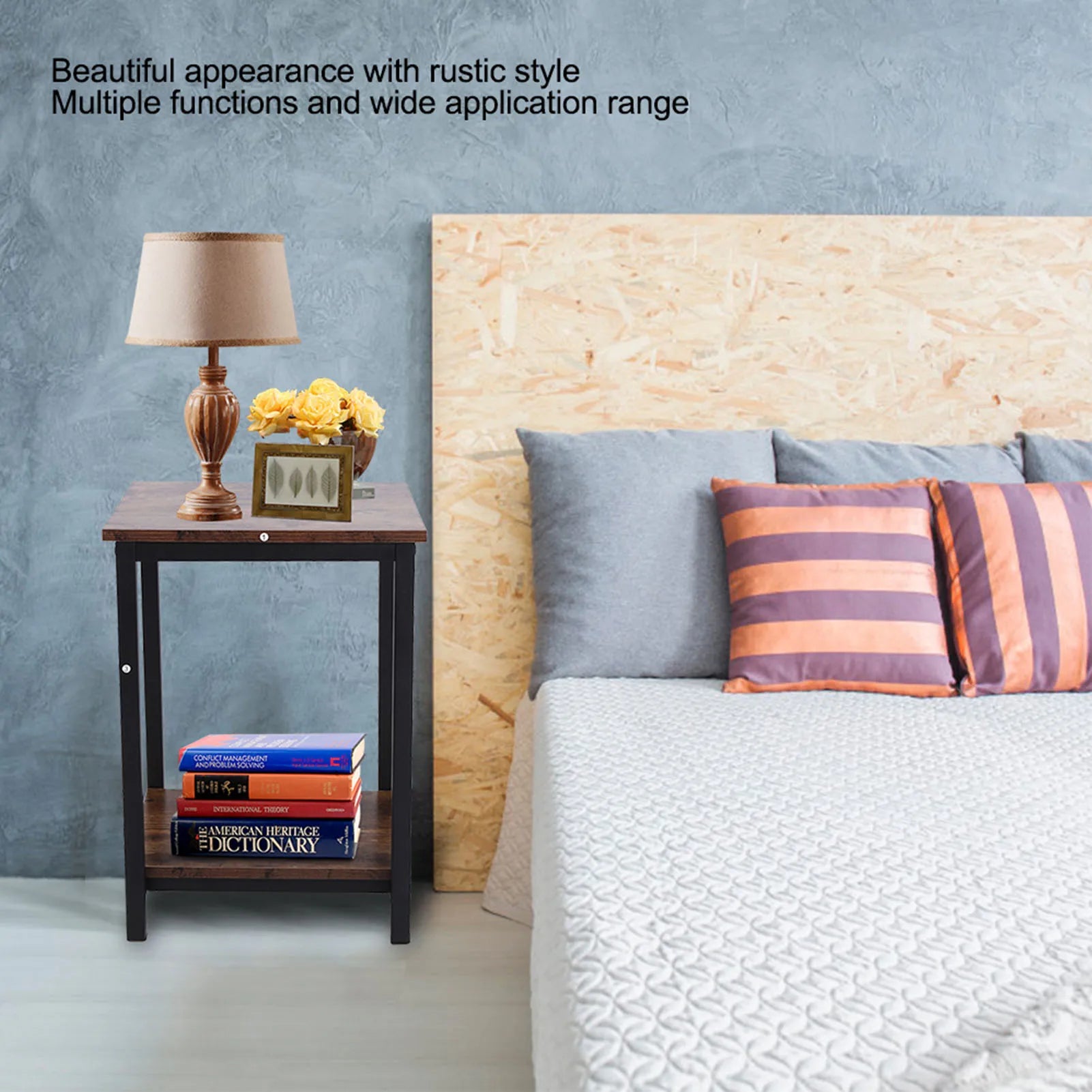 Household Supplies Simple Double Layer Storage Cabinet Side Industrial Coffee End Table for Living Room Bedroom Living Room Desk