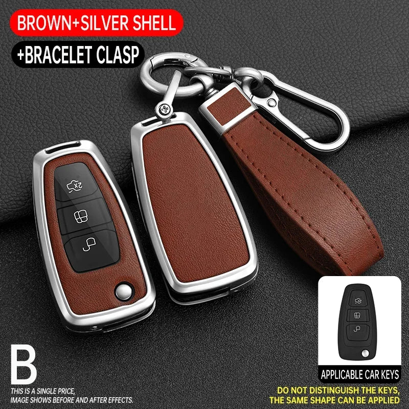 Zinc Alloy + Silicone Car Key Case Cover for Ford Fiesta Ranger C-Max S-Max Focus 3 4 Galaxy Mondeo Transit Tourneo Custom MK4
