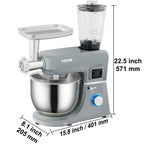 SucceBuy 5 IN 1 Stand Mixer Multifunctional Electric Mixer with 6 Speeds LCD Screen Timing 7.4 Qt Stainless Bowl Dough Hook