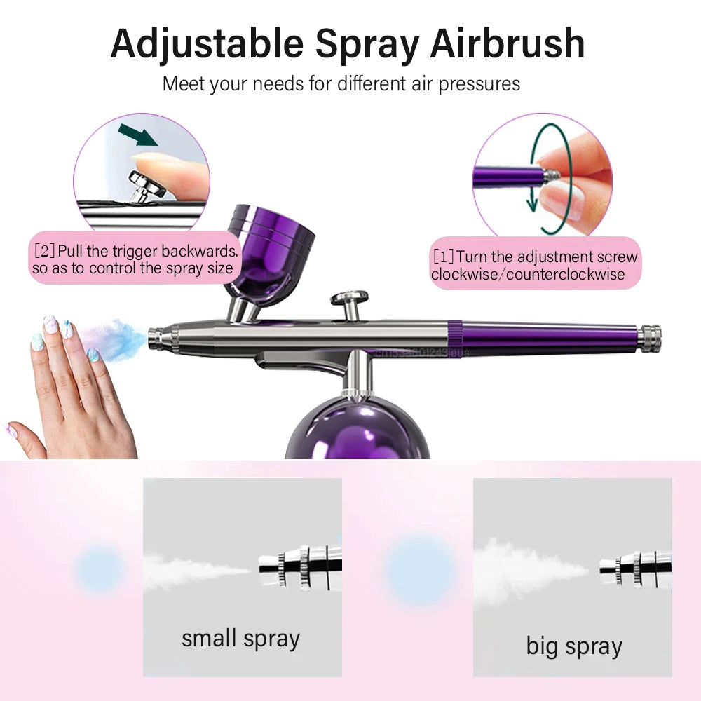 Rechargeable Airbrush with Compressor Portable Nail Art Air Brush Includes Spray Gun Tools for Nail Art Makeup Painting